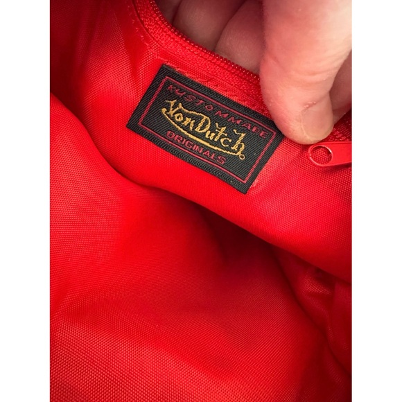 Von Dutch Vintage Y2K Red Patent Bowling Bag Purse White Trim - Picture 3 of 12